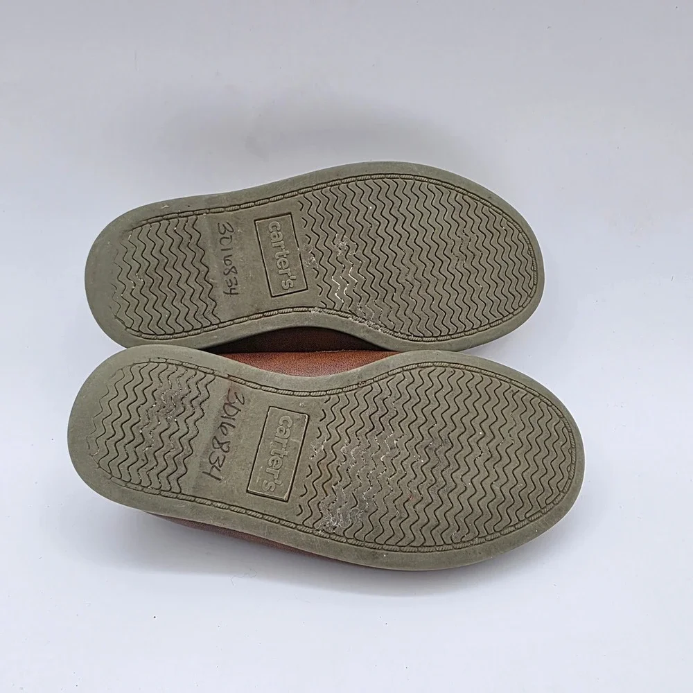 Carter's Toddler Boys Bauk Boat Shoe Brown Faux Leather Loafer 8M Casual Slip On
